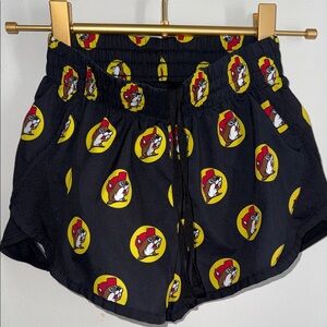 BUC-EE’S Girls Small Black Shorts with yellow & red Logo Print